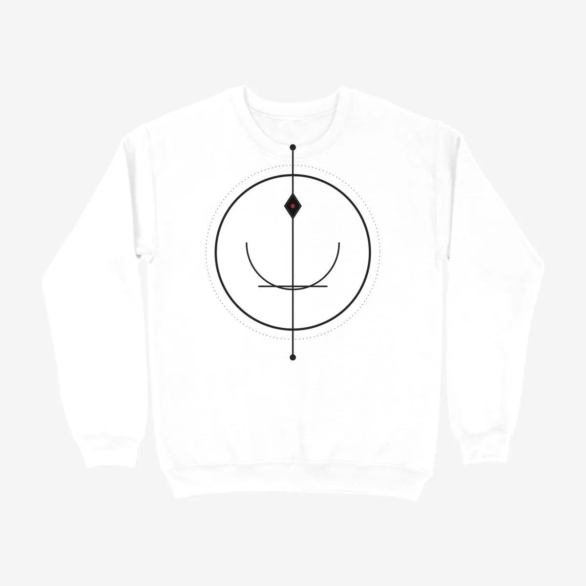 Oztra Sigil white sweatshirt, front view showing the Sigil print