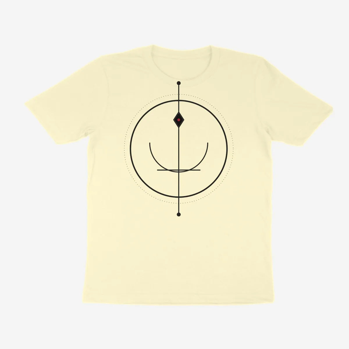 Oztra Sigil cream tee, front view showing the Sigil print