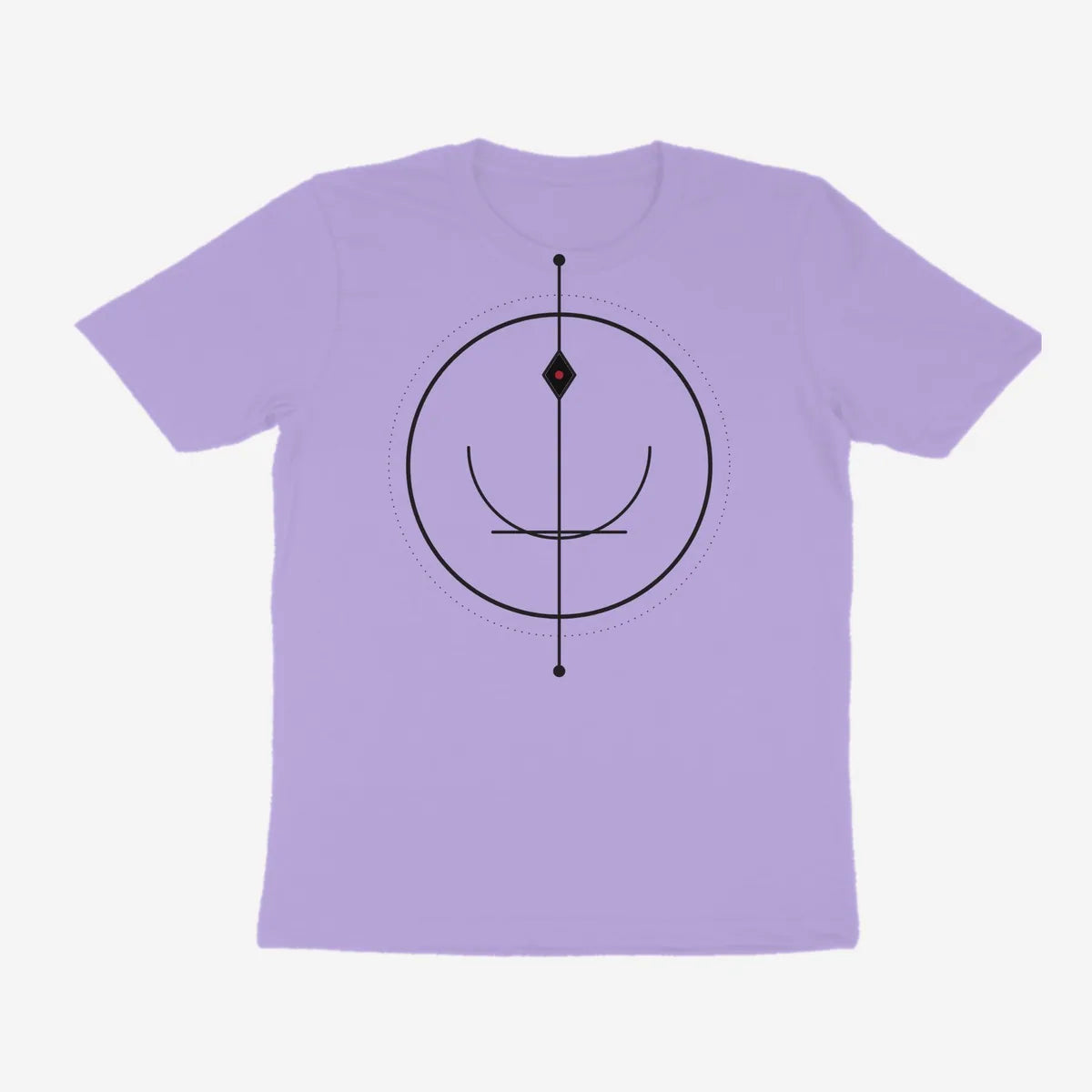 Oztra Sigil lavender tee, front view showing the Sigil print