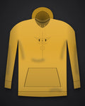 Oztra Totem mustard hoodie, front view showing the Totem print