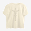 Oztra Totem beige oversized tee, front view showing the Totem print