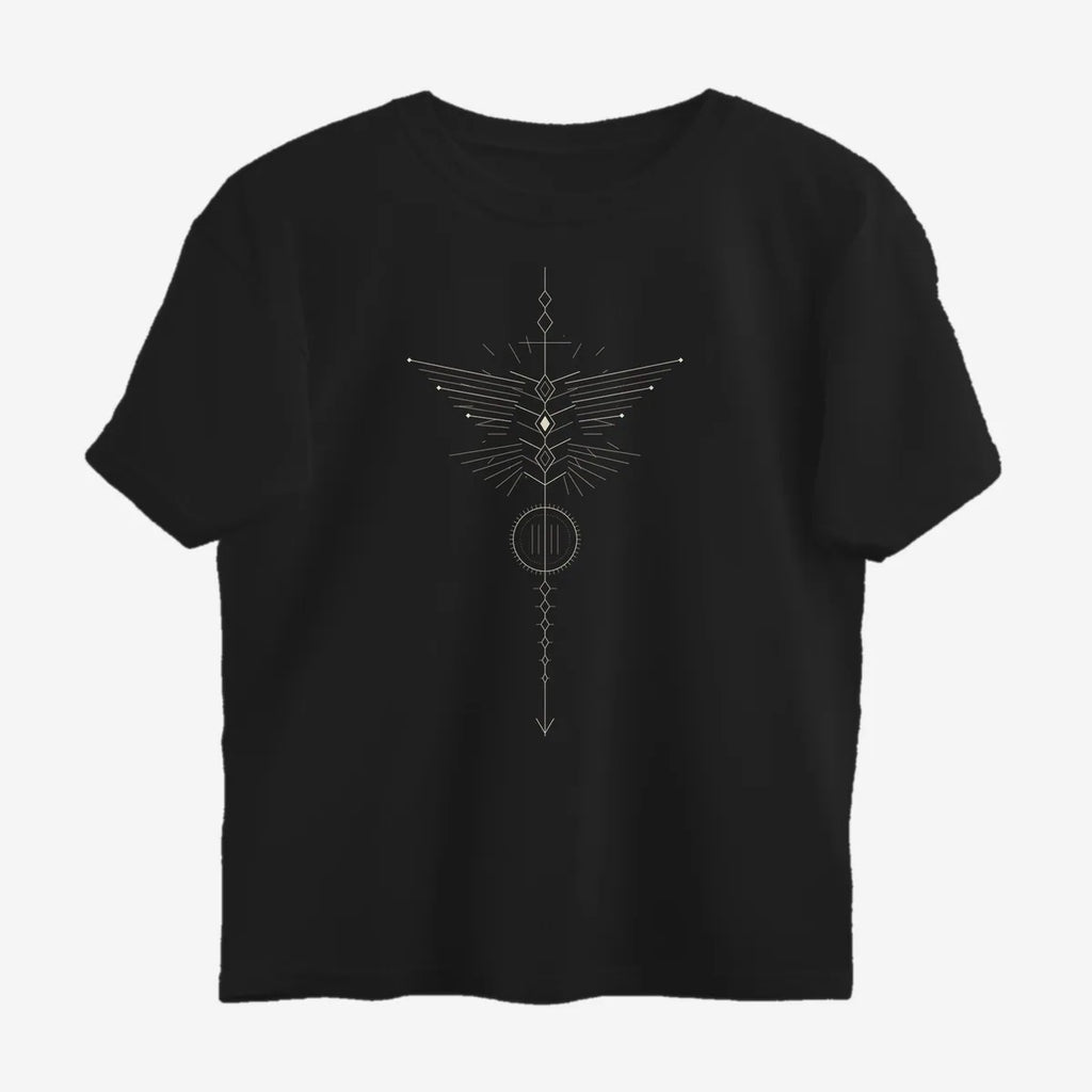 Oztra Totem black oversized tee, front view showing the Totem print