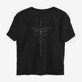 Oztra Totem black oversized tee, front view showing the Totem print