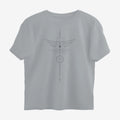 Oztra Totem grey melange oversized tee, front view showing the Totem print