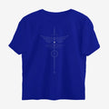 Oztra Totem royal blue oversized tee, front view showing the Totem print