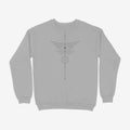 Oztra Totem grey melange sweatshirt, front view showing the Totem print