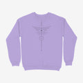 Oztra Totem lavender sweatshirt, front view showing the Totem print