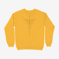 Oztra Totem mustard sweatshirt, front view showing the Totem print