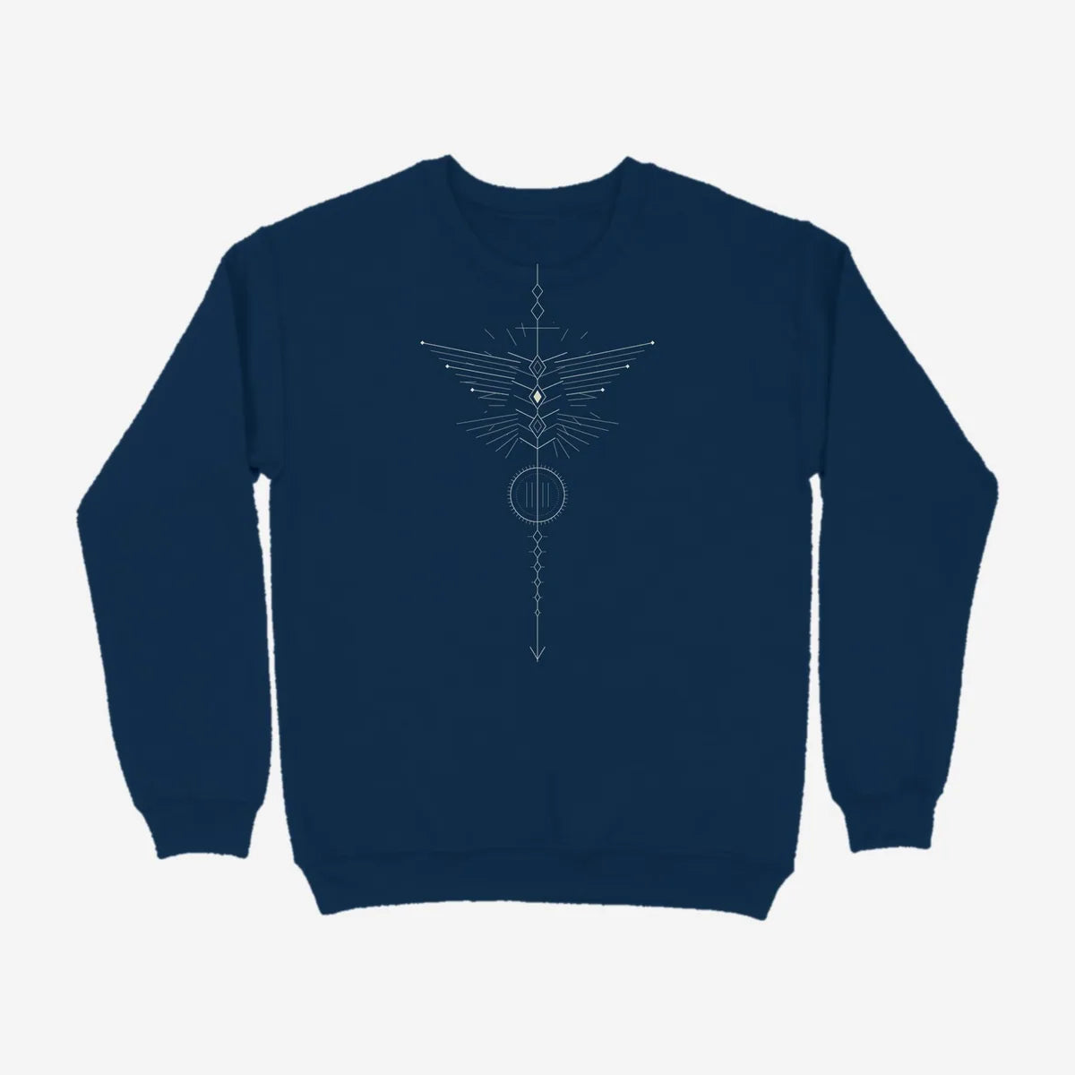 Oztra Totem navy sweatshirt, front view showing the Totem print