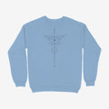 Oztra Totem sky blue sweatshirt, front view showing the Totem print