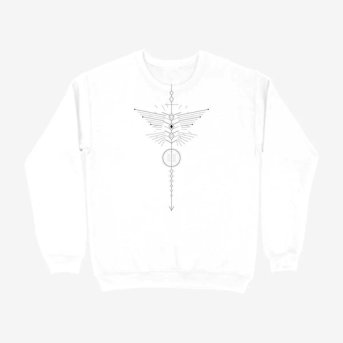 Oztra Totem white sweatshirt, front view showing the Totem print