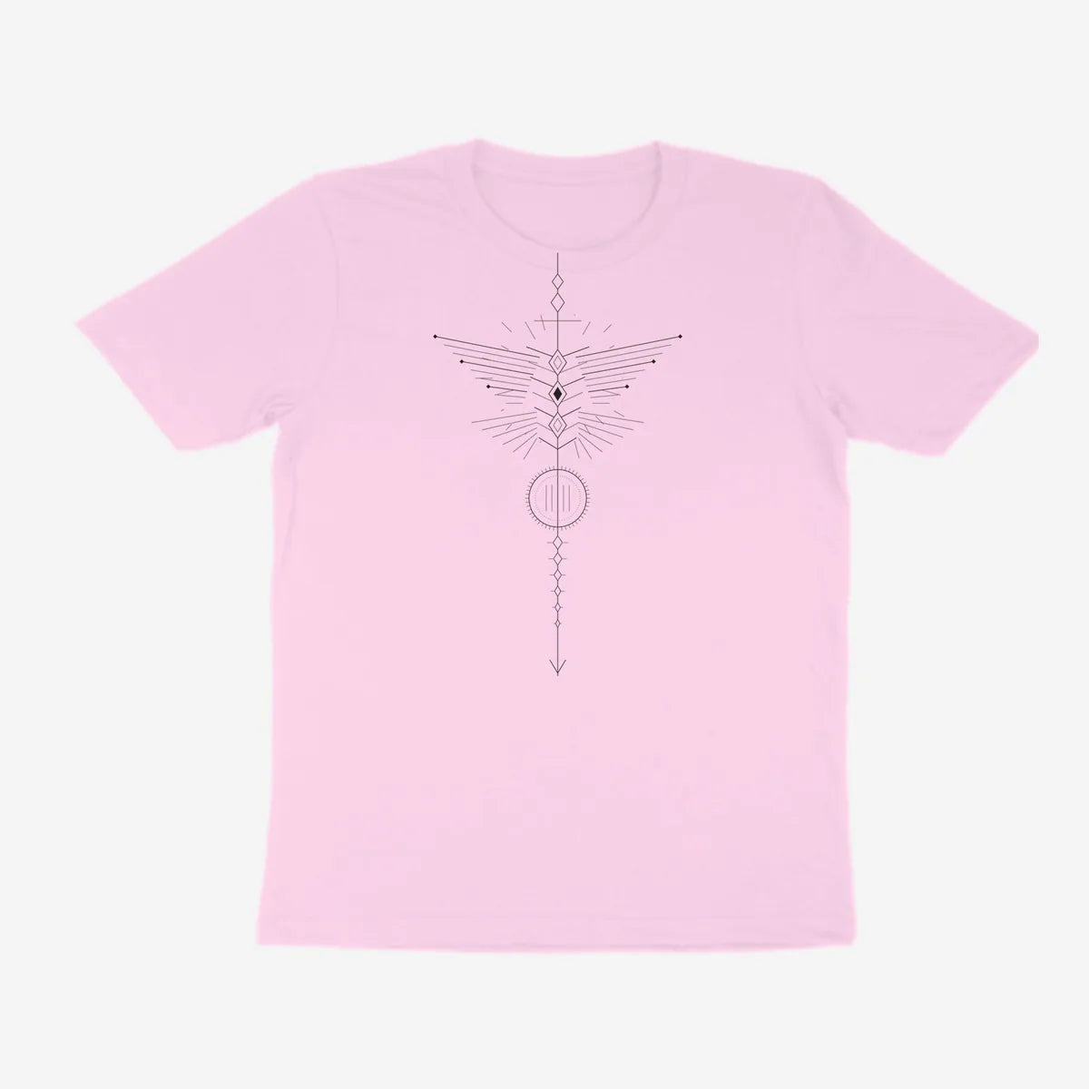 Oztra Totem baby pink tee, front view showing the Totem print