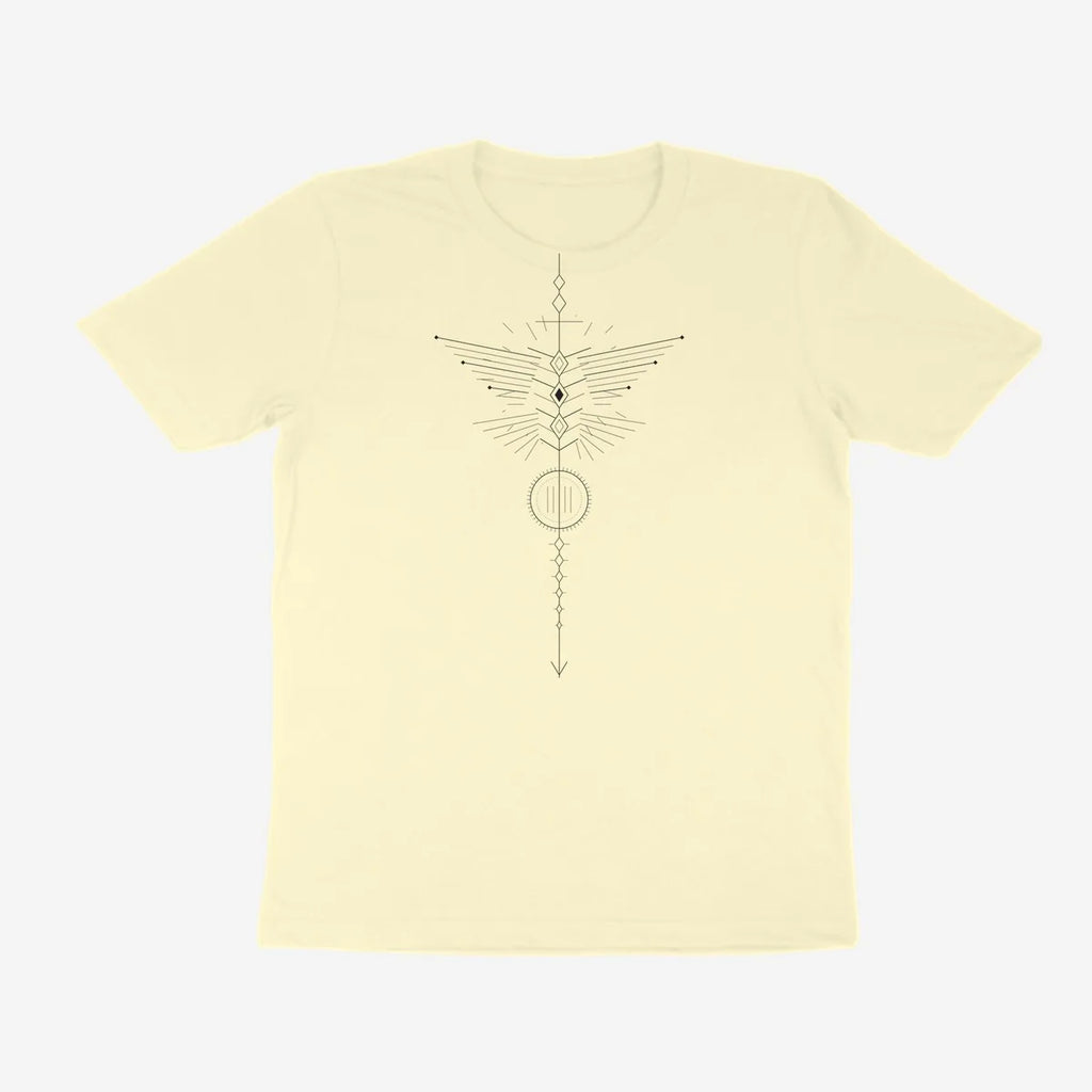 Oztra Totem cream tee, front view showing the Totem print