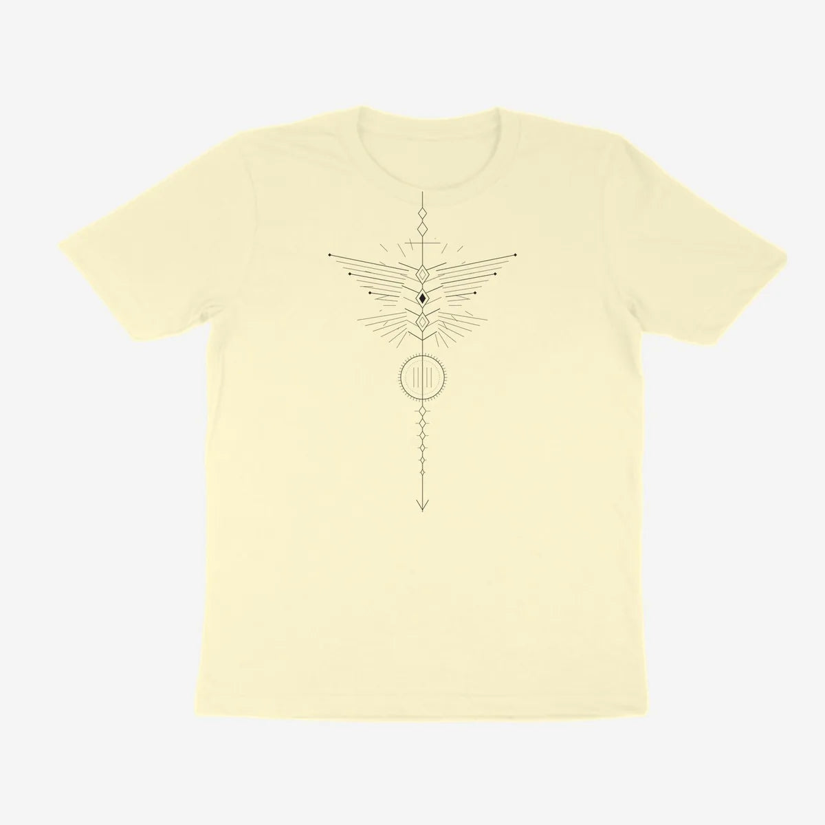 Oztra Totem cream tee, front view showing the Totem print