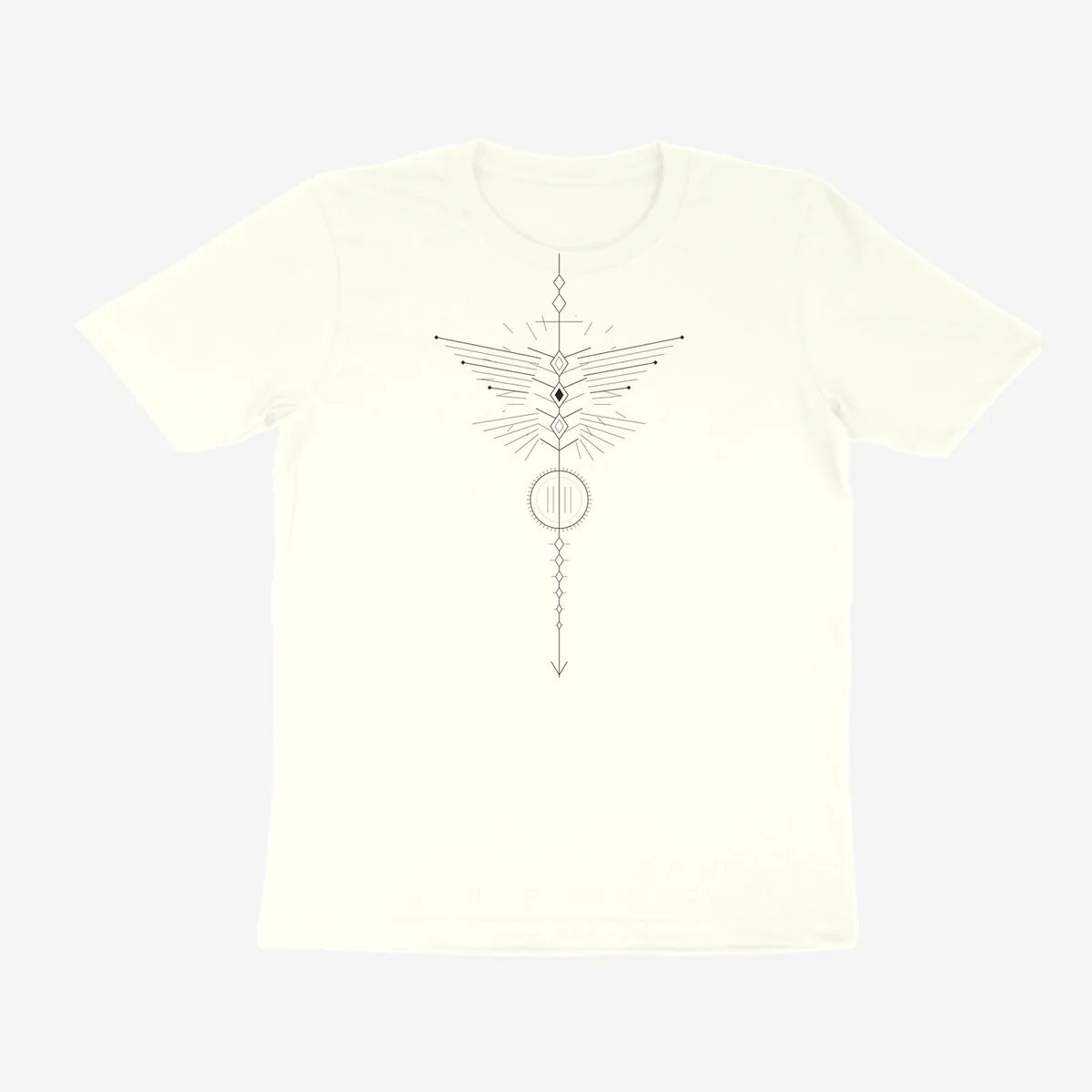 Oztra Totem off white tee, front view showing the Totem print