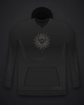Oztra Vigil black hoodie, front view showing the Vigil print