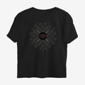 Oztra Vigil black oversized tee, front view showing the Vigil print