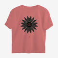 Oztra Vigil dusty rose oversized tee, front view showing the Vigil print