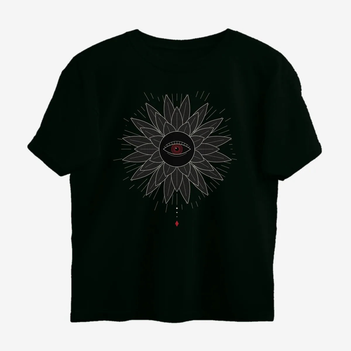 Oztra Vigil jet black oversized tee, front view showing the Vigil print