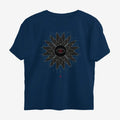 Oztra Vigil navy oversized tee, front view showing the Vigil print