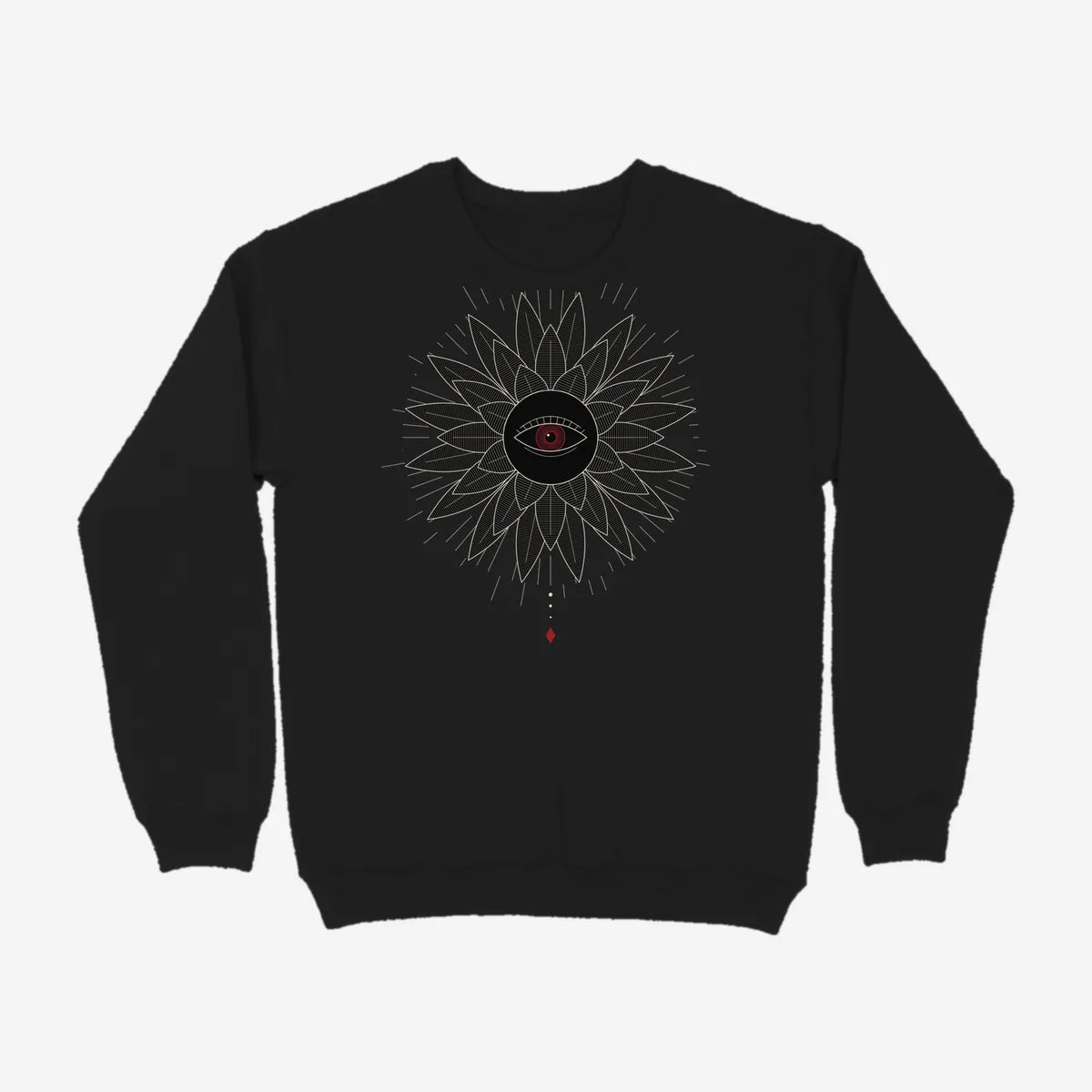 Oztra Vigil black sweatshirt, front view showing the Vigil print