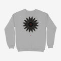 Oztra Vigil grey melange sweatshirt, front view showing the Vigil print