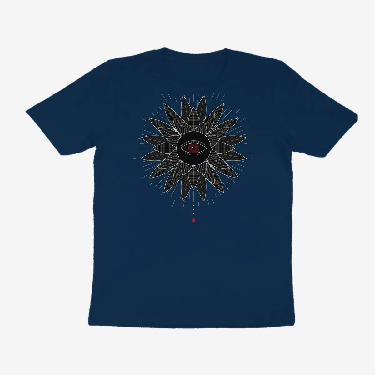 Oztra Vigil navy tee, front view showing the Vigil print