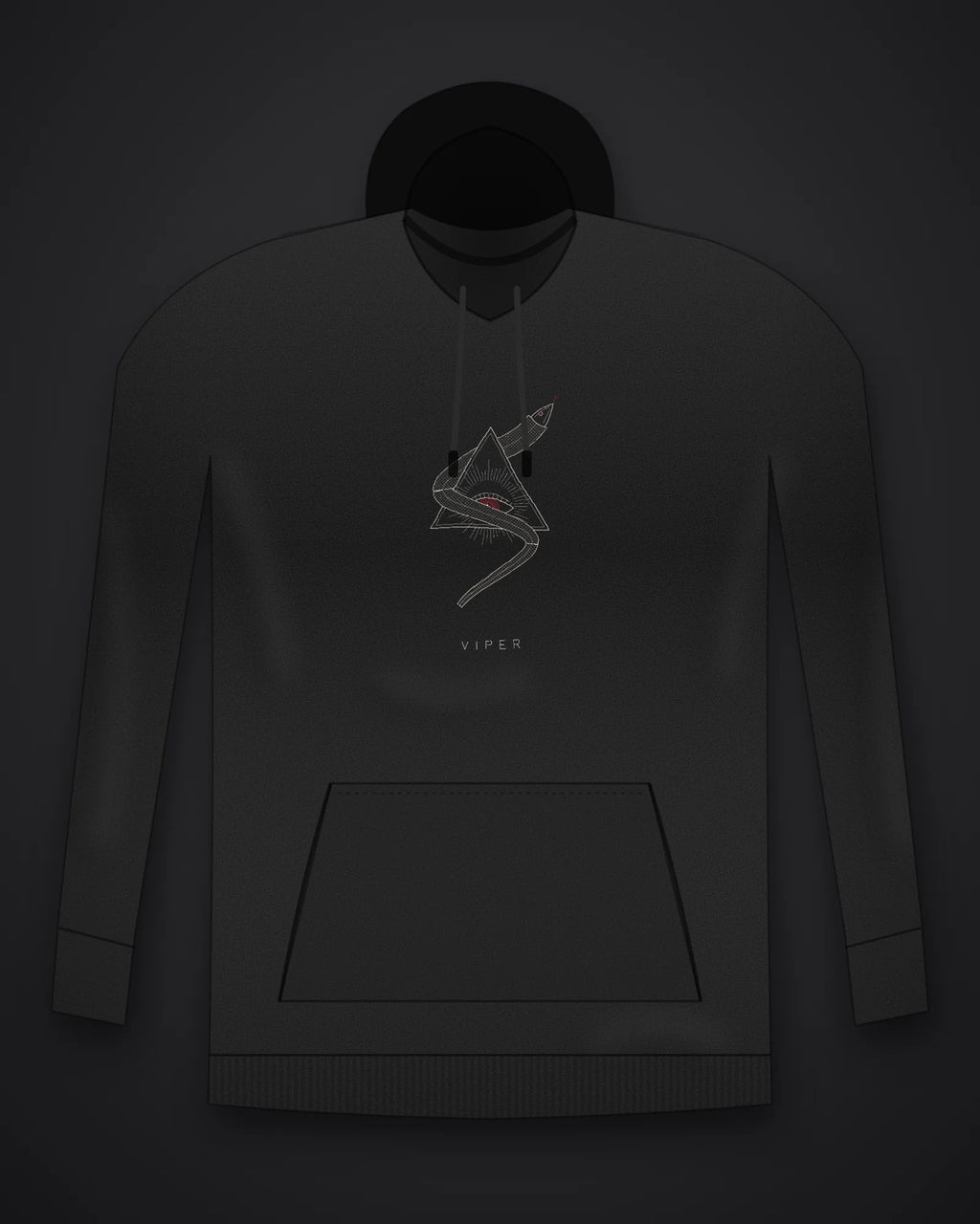Oztra Viper black hoodie, front view showing the Viper print