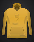 Oztra Viper mustard hoodie, front view showing the Viper print