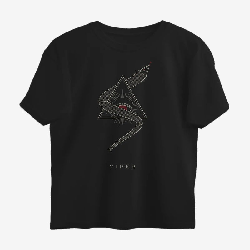 Oztra Viper black oversized tee, front view showing the Viper print