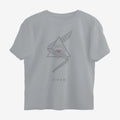 Oztra Viper grey melange oversized tee, front view showing the Viper print