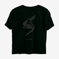Oztra Viper jet black oversized tee, front view showing the Viper print