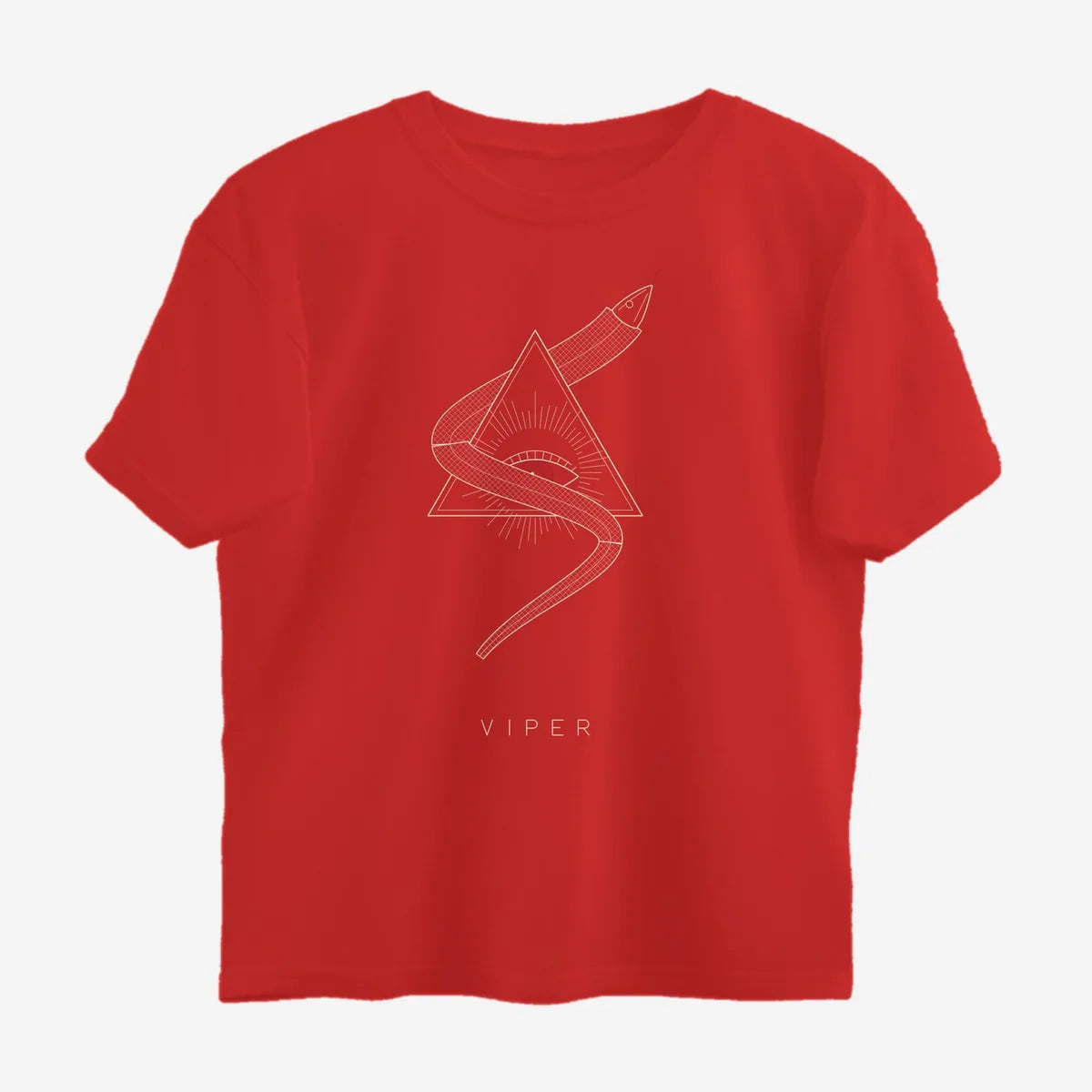 Oztra Viper red oversized tee, front view showing the Viper print