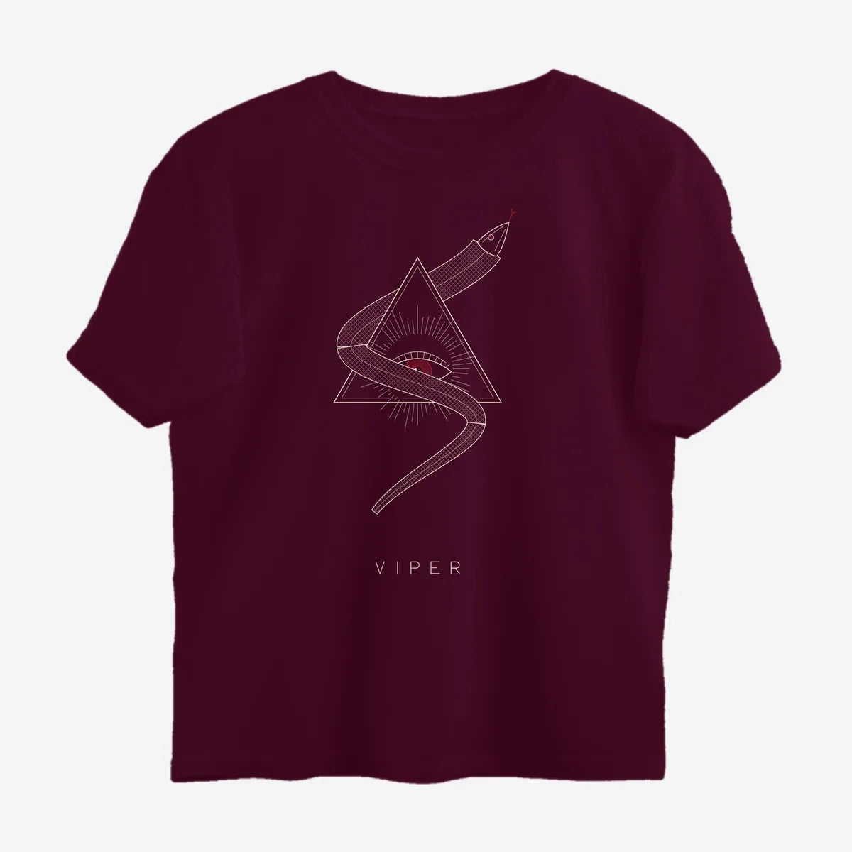 Oztra Viper wine oversized tee, front view showing the Viper print