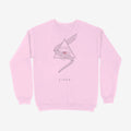 Oztra Viper baby pink sweatshirt, front view showing the Viper print