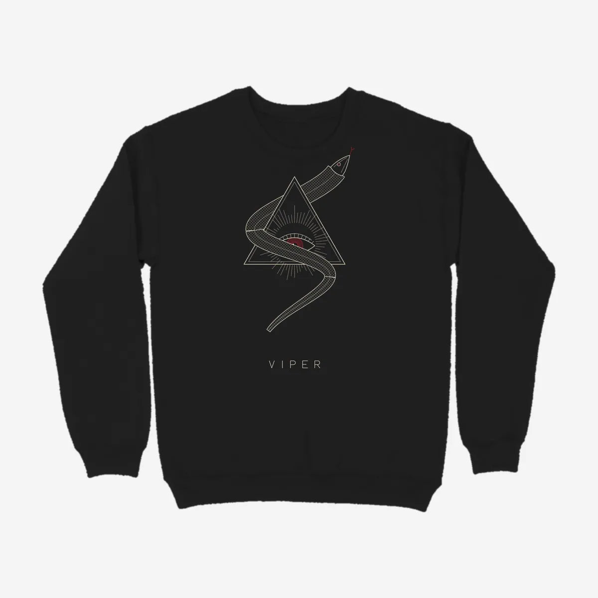 Oztra Viper black sweatshirt, front view showing the Viper print