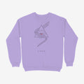 Oztra Viper lavender sweatshirt, front view showing the Viper print