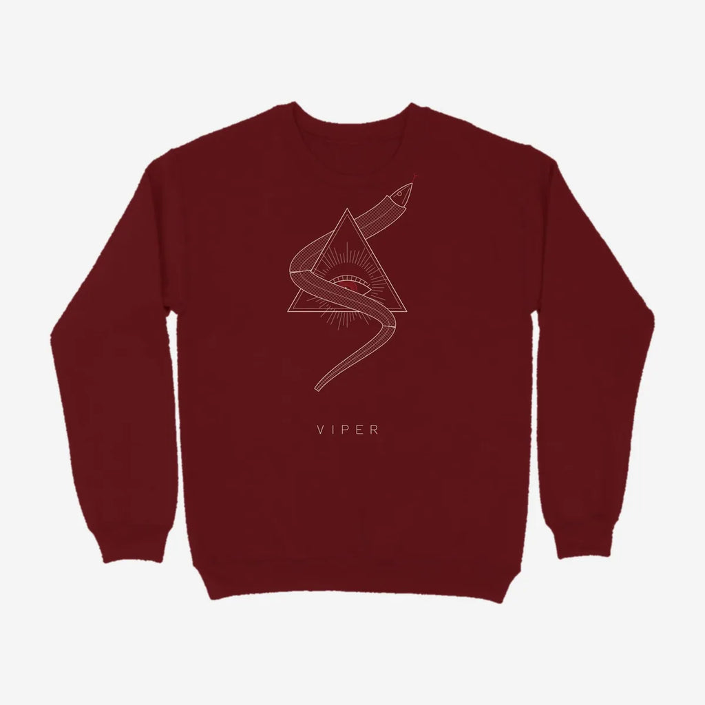 Oztra Viper maroon sweatshirt, front view showing the Viper print