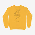 Oztra Viper mustard sweatshirt, front view showing the Viper print