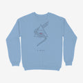 Oztra Viper sky blue sweatshirt, front view showing the Viper print