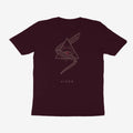 Oztra Viper aubergine tee, front view showing the Viper print