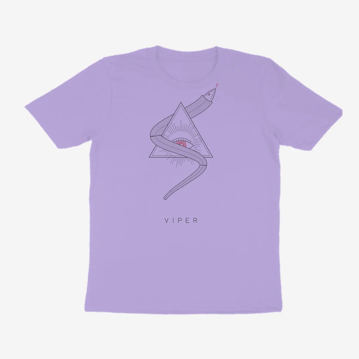 Oztra Viper lavender tee, front view showing the Viper print