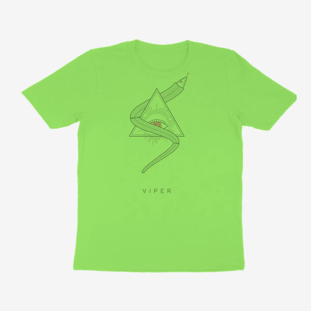 Oztra Viper lime green tee, front view showing the Viper print