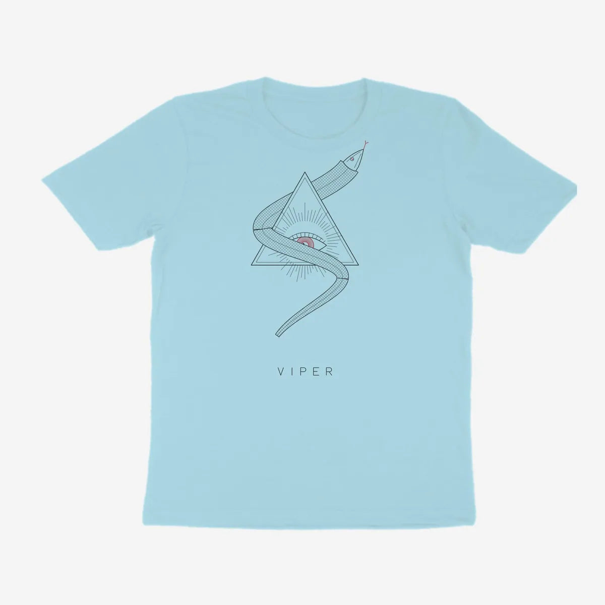 Oztra Viper powder blue tee, front view showing the Viper print